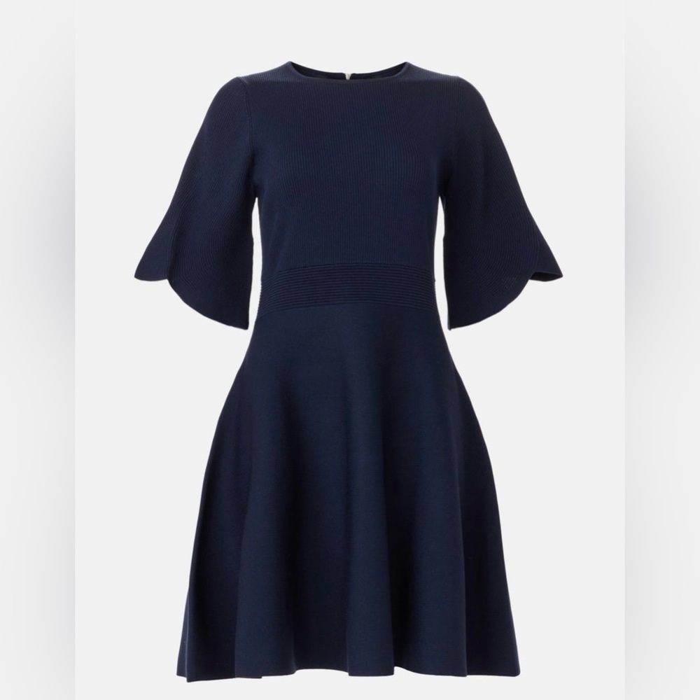 New Ted Baker Midnight Blue Sleeved Dress